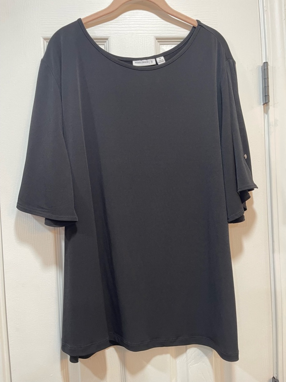 Susan Graver Black Short Sleeve Knit Top